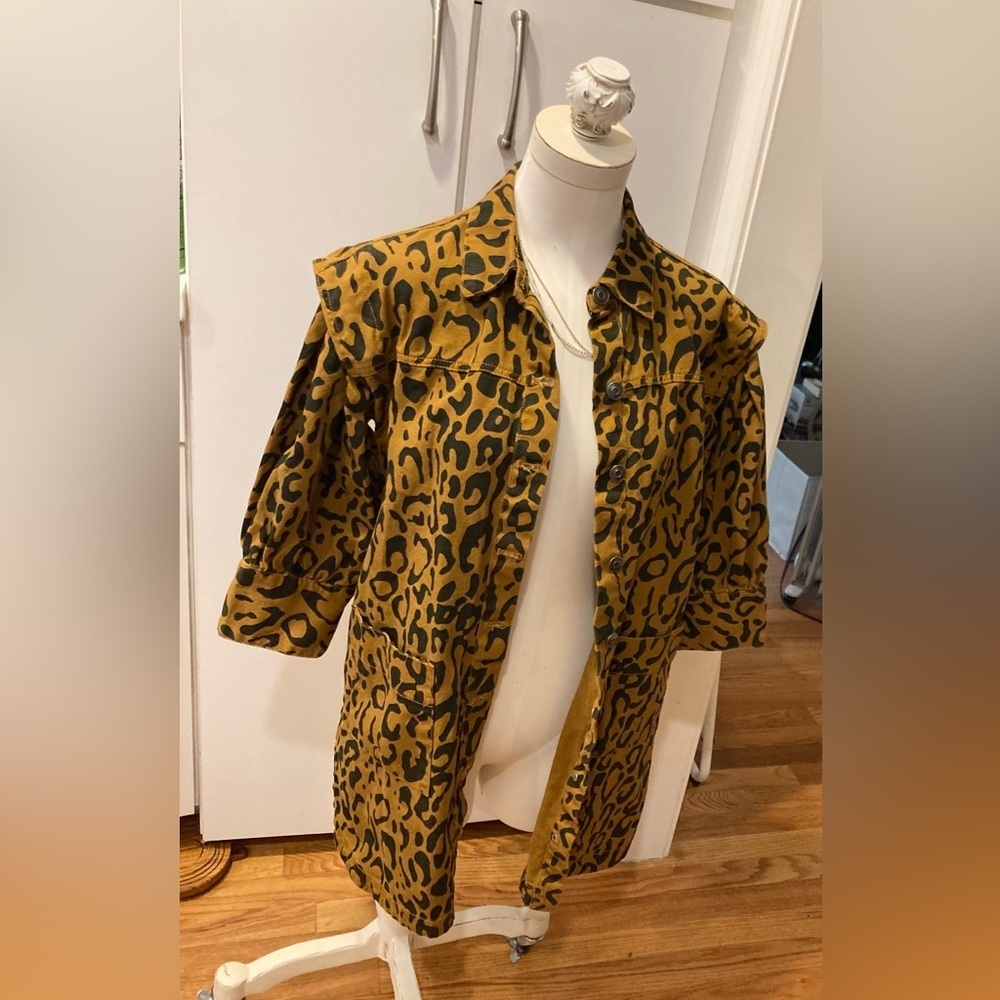 Animal Print Denim Long Jacket/Dress - L NWOT - Picture 4 of 11